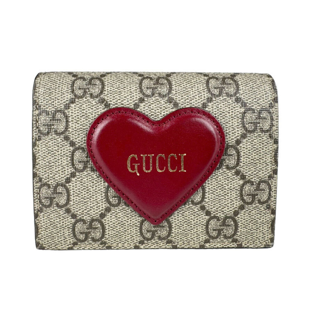 Gucci Bi fold long wallet GG Supreme canvas Brown Red